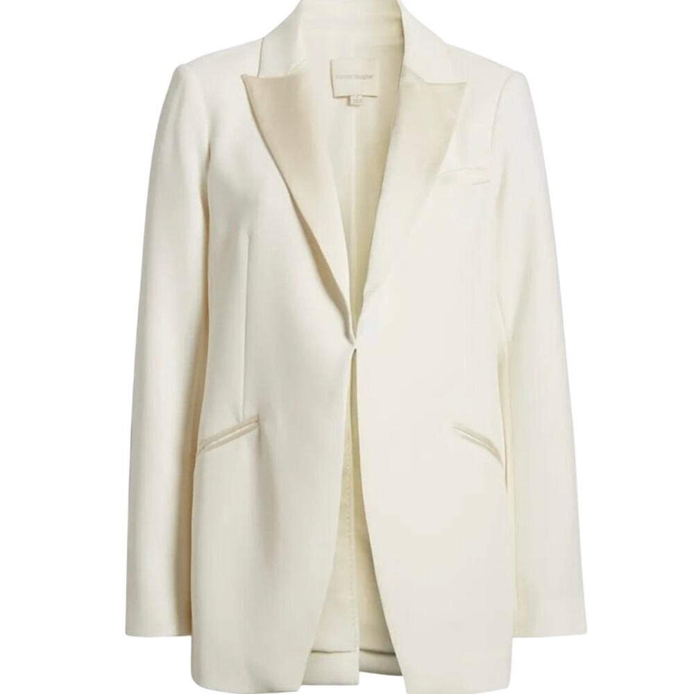 Favorite Daughter Cream Satin Lapel The Suiting Blazer Womens Large **